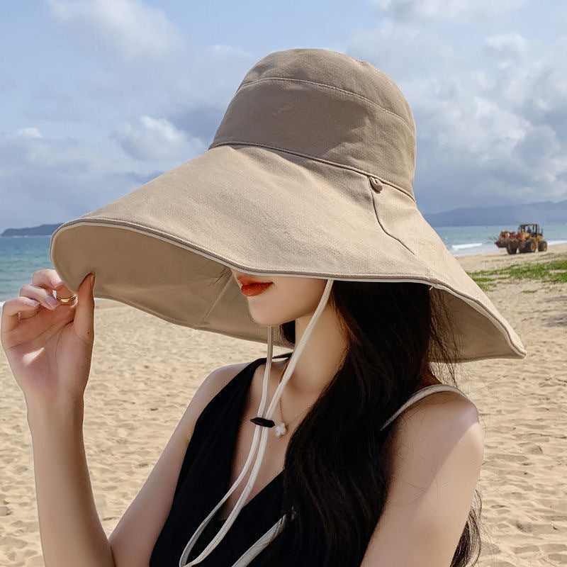 Chapéu de Praia Feminino Aba Larga com Proteção UV50+