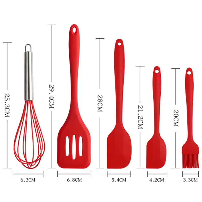 Conjunto de Utensílios para Cozinha Antiaderente de Silicone