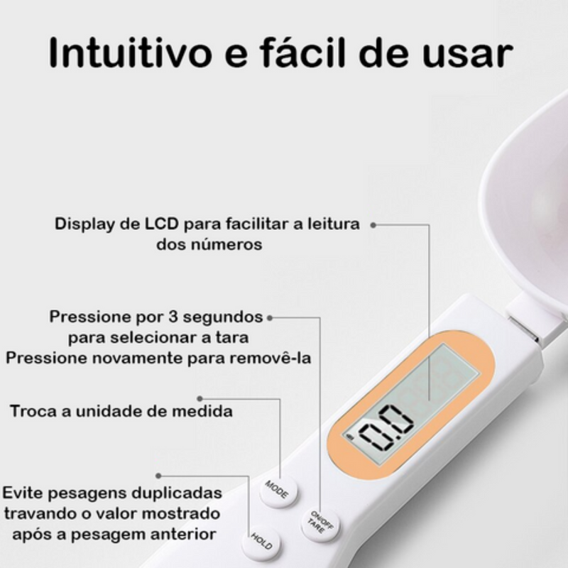 Colher De Medida Portátil Com Balança Digital Para Alimentos