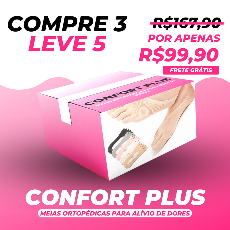 Meias Ortopédicas Para Alívio De Dores Nos Pés Confort Plus | COMPRE 3 LEVE 5