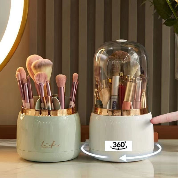 Rotating Makeup Brush Organizer with Lid | BeautySpin