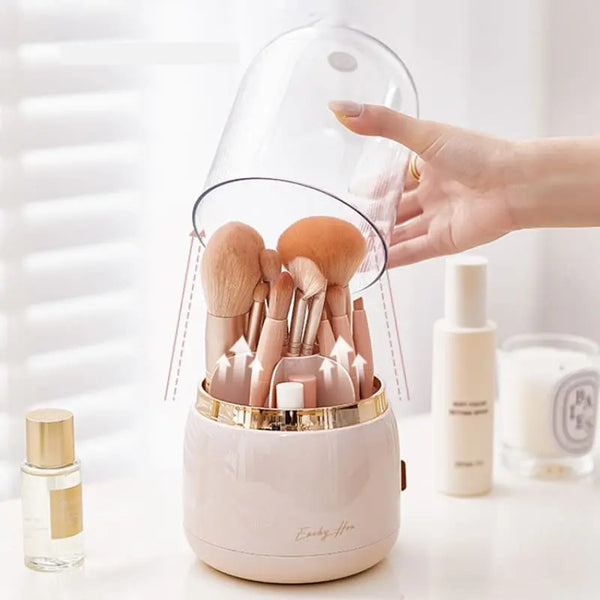 Rotating Makeup Brush Organizer with Lid | BeautySpin