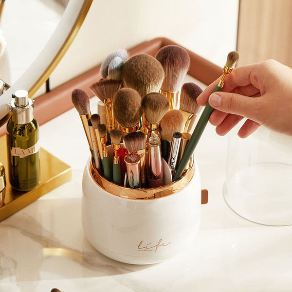 Rotating Makeup Brush Organizer with Lid | BeautySpin