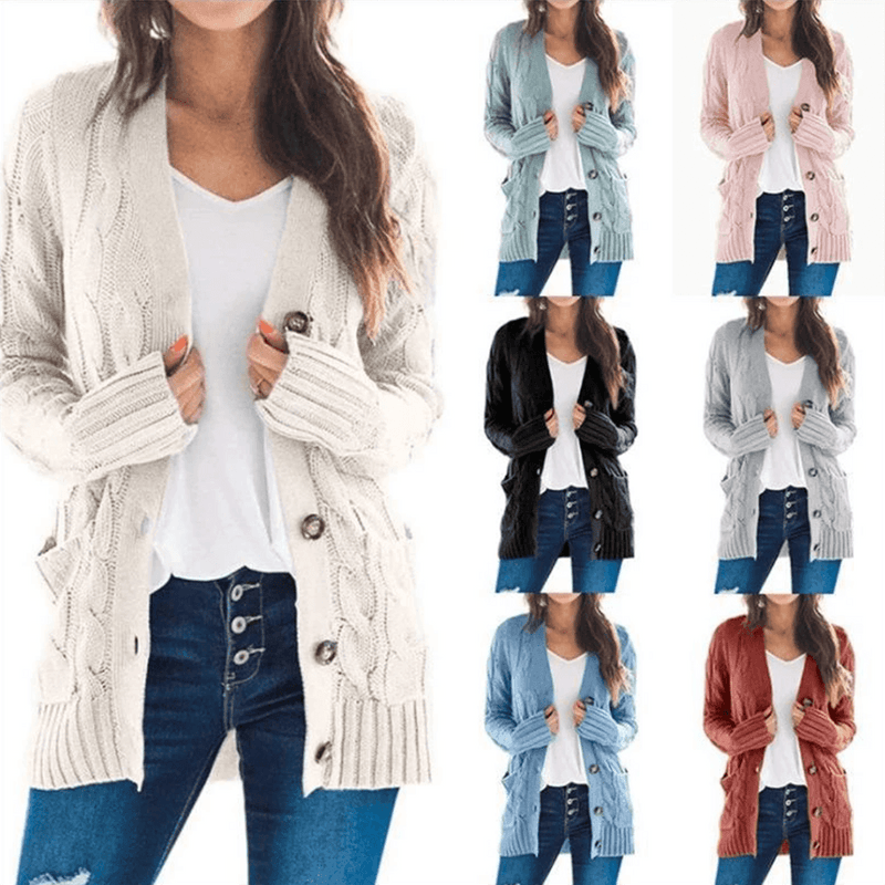 Suéter Cardigan Feminino De Tricô | Cozy Chic