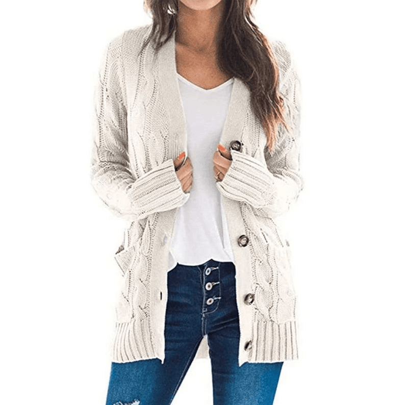 Suéter Cardigan Feminino De Tricô | Cozy Chic