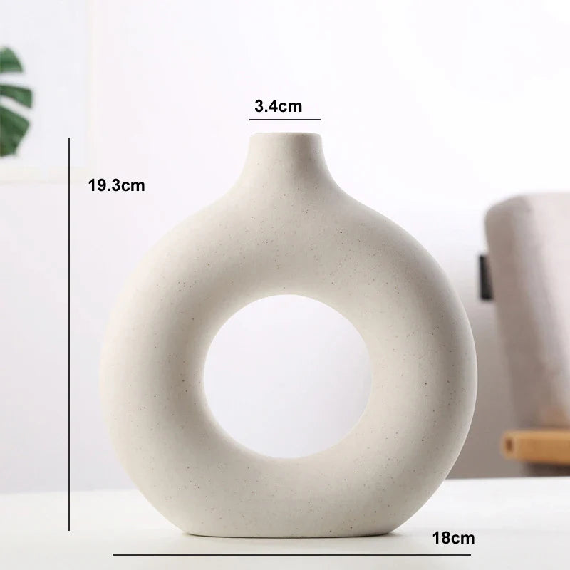 Vaso Circular Nórdico de Cerâmica para Decoração