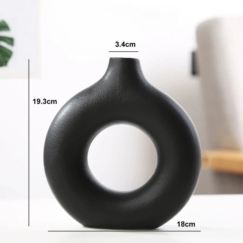 Vaso Circular Nórdico de Cerâmica para Decoração