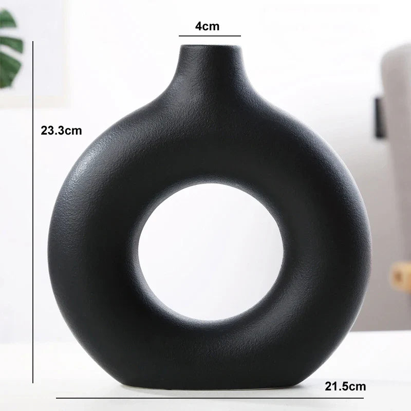 Vaso Circular Nórdico de Cerâmica para Decoração